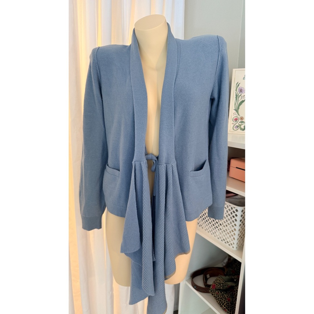 Sonia Rykiel Italy Blue Tie Front Drape Knit Cardigan Sweater Size 36 Small